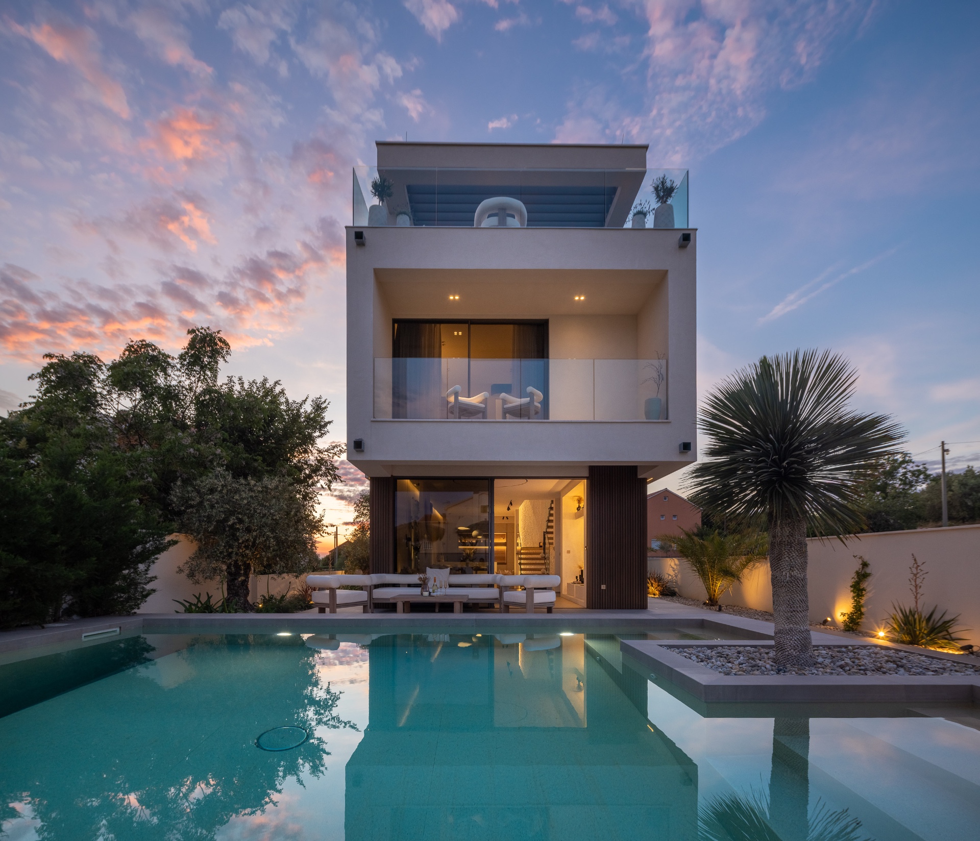 Villa at dusk 1